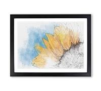 Sunflower At The End Of Summer In Abstract Modern Art Framed Print | A3 Black Framed Wall Art | Ready to Hang | Abstract Floral Picture | Living Room Bedroom Lounge Office