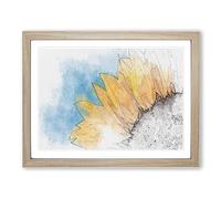 Sunflower At The End Of Summer In Abstract Modern Art Framed Print | A3 Oak Framed Wall Art | Ready to Hang | Abstract Floral Picture | Living Room Bedroom Lounge Office