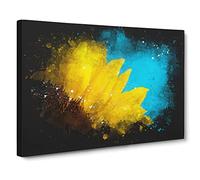 Sunflower At The End Of Summer Paint Splash Canvas Print | Gallery Wrapped 30mm Frame Wall Art | 24x16 inches | Ready to Hang | Modern Floral Picture | Living Room Bedroom Lounge Office