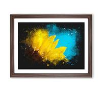 Sunflower At The End Of Summer Paint Splash Modern Art Framed Print | A3 Walnut Framed Wall Art | Ready to Hang | Modern Floral Picture | Living Room Bedroom Lounge Office
