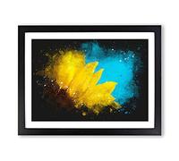 Sunflower At The End Of Summer Paint Splash Modern Art Framed Wall Art Print, Ready to Hang Picture for Living Room Bedroom Home Office Décor, Black A3 (46 x 34 cm)