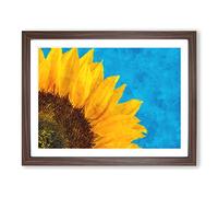 Sunflower At The End Of Summer Painting Modern Art Framed Wall Art Print, Ready to Hang Picture for Living Room Bedroom Home Office Décor, Walnut A4 (34 x 25 cm)