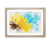 Sunflower at The End of Summer Watercolour Framed Print | A2 Oak Framed Wall Art | Ready to Hang | Modern Floral Picture | Living Room Bedroom Lounge Office