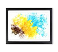 Sunflower At The End Of Summer Watercolour Modern Framed Print | A3 Black Framed Wall Art | Ready to Hang | Modern Floral Picture | Living Room Bedroom Lounge Office