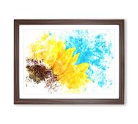 Sunflower At The End Of Summer Watercolour Modern Framed Print | A3 Walnut Framed Wall Art | Ready to Hang | Modern Floral Picture | Living Room Bedroom Lounge Office