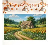 Sunflower Backdrop, Rustic Natural Cottage Pathway Fall Green Decorations Backdrops for Photo Booth Photography Party Event Decor 71x43 Inch