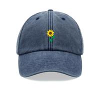 Sunflower Baseball Cap Vintage Washed Unisex Dad Hat Adjustable Blue Denim