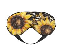Sunflower Bee Flower Polka Dot Print Sleep Mask with Adjustable Strap, Comfortable Eye Cover for Travel, Yoga, Napping, Sleeping & Relaxation