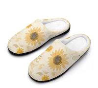 Sunflower Bee Honeycombs Mens Slipper Slip On Winter Warm House Slippers Shoes Indoor Outdoor