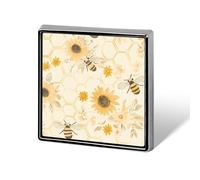 Sunflower Bee Honeycombs Square Brooch Metal Pin Badges Classic Lapel Pins Jewellery Unisex