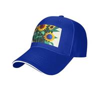 Sunflower bee Print Adjustable Size Sandwich Baseball Cap Breathable Unisex Casual Hat Daily Use Sport Blue