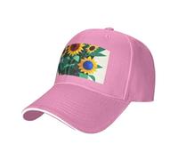 Sunflower bee Print Adjustable Size Sandwich Baseball Cap Breathable Unisex Casual Hat Daily Use Sport Pink