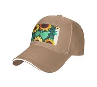 Sunflower bee Print Adjustable Size Sandwich Baseball Cap Breathable Unisex Casual Hat Daily Use Sport Natural