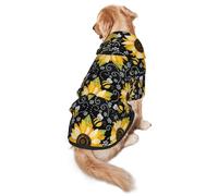 Sunflower Bee Print Dog Hoodie Pet Sweatshirt, Warm, Soft And Breathable Hooded Clothes For Medium To Large Dogs, Easy-To-Wear Design, For Winter And Fall