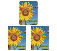 Sunflower Bees Car Air Freshener, 3 Pcs Square Hanging Air Freshener Cards, Long Lasting Fragrance Scented Cards for Car, Home, Office Black-style