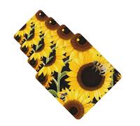 Sunflower Bees Car Air Freshener Cards Set of 4 Pieces Long Lasting Hanging Scented Cards for Bedroom Wardrobe Car Aromatherapy Tablets for Men Women Rearview Mirror Pendant