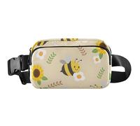 Sunflower Bees Cream Fanny Packs Womens Hip Pack Belt Bag Waterproof Designer Travel Waist Bag, Sunflower Bees Cream, 8 x 5.3 x 2.3 inch, Funny Cute, Sunflower Bees Cream, 8 x 5.3 x 2.3 inch, Funny
