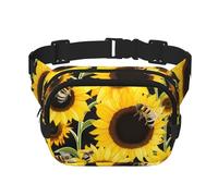 Sunflower Bees Fanny Pack Adjustable Crossbody Bag Large Waist Bag Travel Belt Bag Unisex Bum Bag