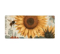 Sunflower Bees Mouse Mat Vintage Gaming Mouse Pad with Stitched Edges Non-Slip Large Desk Mat for PC Laptop Office Home Gamer 900x400x3mm Keyboard Mousepad
