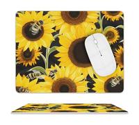 Sunflower Bees Mouse Pad Ultra Thin, Leather Mousepad with Waterproof Smooth Surface, Anti Slip Mouse Pad for Gaming, Office & Home, 10 X 8 Inch