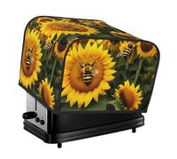Sunflower Bees Print 4-Slice Toaster Cover Kitchen Accessory Appliance Protector Daily Use Waterproof