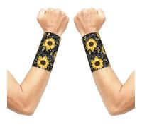 Sunflower Bees Print Breathable Compression Wrist Band, Elastic Sweat Wrist Bands For Tennis, Gym Daily