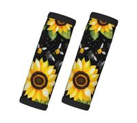 Sunflower Bees Print Car Handle Protectors Luggage Handle Wrap Grips 2 Packs Travel Non Slip Soft Grip