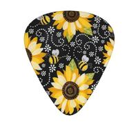 Sunflower Bees Print Guitar Pick Comfortable Feel, Clear Sound, Multiple Thicknesses For Varied Tones