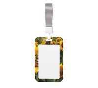 Sunflower Bees Print ID Card Holder Badge Fit for Business Card Holder for Unisex Easy Carry Lanyard