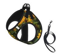 Sunflower Bees Print Reflective No Choke Pet Vest Harness,Adjustable Soft Padded Dog Harness With Easy Control Handle
