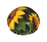 Sunflower Bees Print Soft Shower Cap for Women Men Reusable hat Lightweight hat and Bath Hair Cap