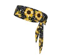 Sunflower Bees Print Tie Headband For Women Men, Ninja Headbands, Adjustable Moisture Wicking Cooling Headband