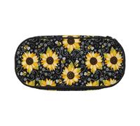 Sunflower Bees Print Unisex Pencil Case Pouch - Compact Design for Pencils, Small Items - Double-Headed Zipper