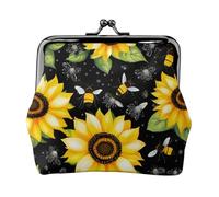 Sunflower Bees Print Versatile Coin Purse Exquisite Mini Wallet Cute Change Pouch for Any Occasion