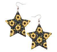 Sunflower Bees Printed Leather Pierced Earring Set, 1 Pair Lightweight Bohemian Earrings Birthday Party Jewelry Gifts For Women