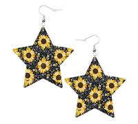 Sunflower Bees Printed Leather Pierced Earring Set, 1 Pair Lightweight Bohemian Earrings Birthday Party Jewelry Gifts For Women