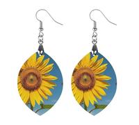 Sunflower Bees Wooden Earrings for Women, Vintage Elegant Wood Jewelry, Lightweight Earrings for Wedding, Party, Everyday Jewelry Gift, Star, Wood, wood