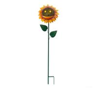 Sunflower bird feeder tray constructed from metal with stable ground insertion for outdoor use, designed as feeding and watering station for birds