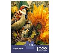 Sunflower Bird Nest 1000pc Premium Jigsaw Puzzle Nature Warmth Puzzle for Adults Thick Cardboard Teen Puzzle Fans 12-18 Logic Skill After-School Party Game Best Gift for Puzzle Lovers 38x26cm/1000pcs