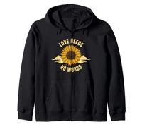 Sunflower Birds and Clouds Love Needs No Words Zip Hoodie