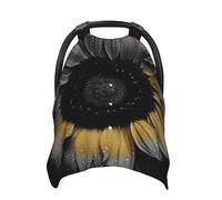 Sunflower Black Baby Car Seat Canopy Cover, Multi Use Breathable Nursing Breastfeeding Covers for Mom Soft Stroller Sun Shade Newborn Shower Gift