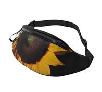 Sunflower Black Background Fanny Pack for Men Women, Waterproof Sports Waist Bag Fashion Belt Bag Crossbody Bags Hip Bum Bag with Adjustable Strap Large Sling Bag Purse for Travel Hiking