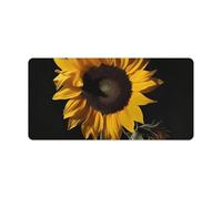 Sunflower Black Background Keyboard Mat Large Gaming Mouse Pad, Anti-Slip Desk Mat for Desktop Desk Work/Home Writing Mat 11.8 * 23.6 Inches