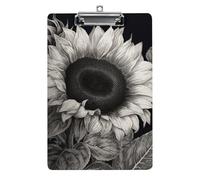 Sunflower Black Grey Clipboard, A4 Acrylic Clipboard with Hanging Hole, Ultra-Light Clip Board - Holds 100 Sheets, Shatterproof Document Holder for Office, 12.5" X 8.5"