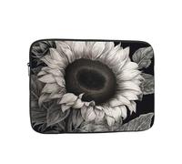 Sunflower Black Grey Laptop Sleeve for Women Men, 10 Inch Waterproof Laptop Bag Lightweight Notebook Computer Cover Bag