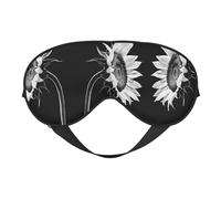 Sunflower Black Grey Print Sleep Mask Silk Eye Cover Soft Satin Blindfold Elastic Strap Night Eyeshade Travel Nap for Women Men