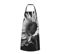 Sunflower Black Grey Printed Chef Apron for Men Women Adjustable Bib Apron Funny Cooking Aprons with Pockets