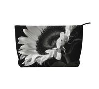 Sunflower Black Grey Printed Make up Bag for Women Corduroy Makeup Bags Zipper Travel Cosmetic Bags Pouch Organizer