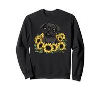 Sunflower Black Pug Flower Gardening Floral Dog Sweatshirt