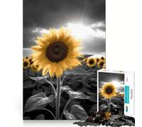 Sunflower Black White Jigsaw Puzzles 1000 Pieces for Teenagers Memory Upgrade Relaxing Fun Sharp Cut Art Collection Piece 38x52cm